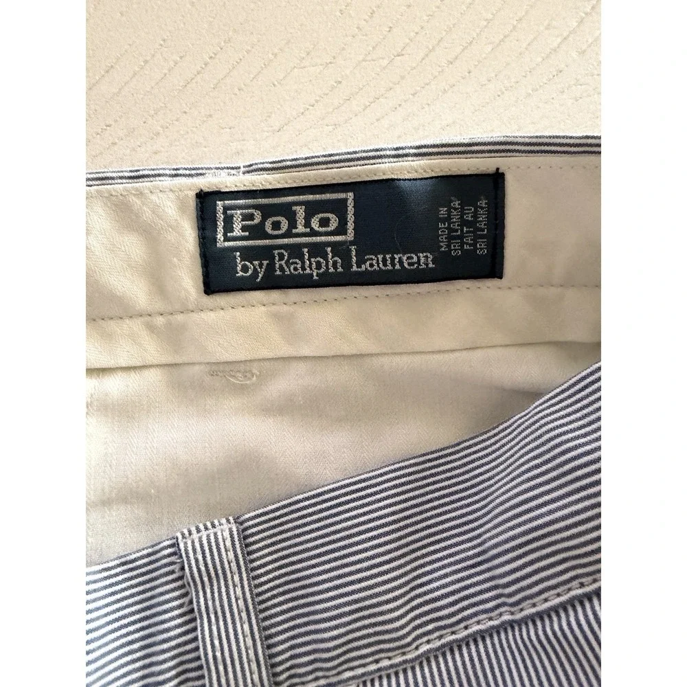 Polo Ralph‎ Lauren Men's 35x30 Slim Fit Chino Pants Blue White Pinstripe Preppy